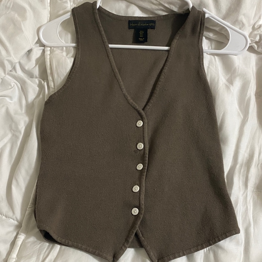 House of Harlow 1960 Brown Button-Down Vest